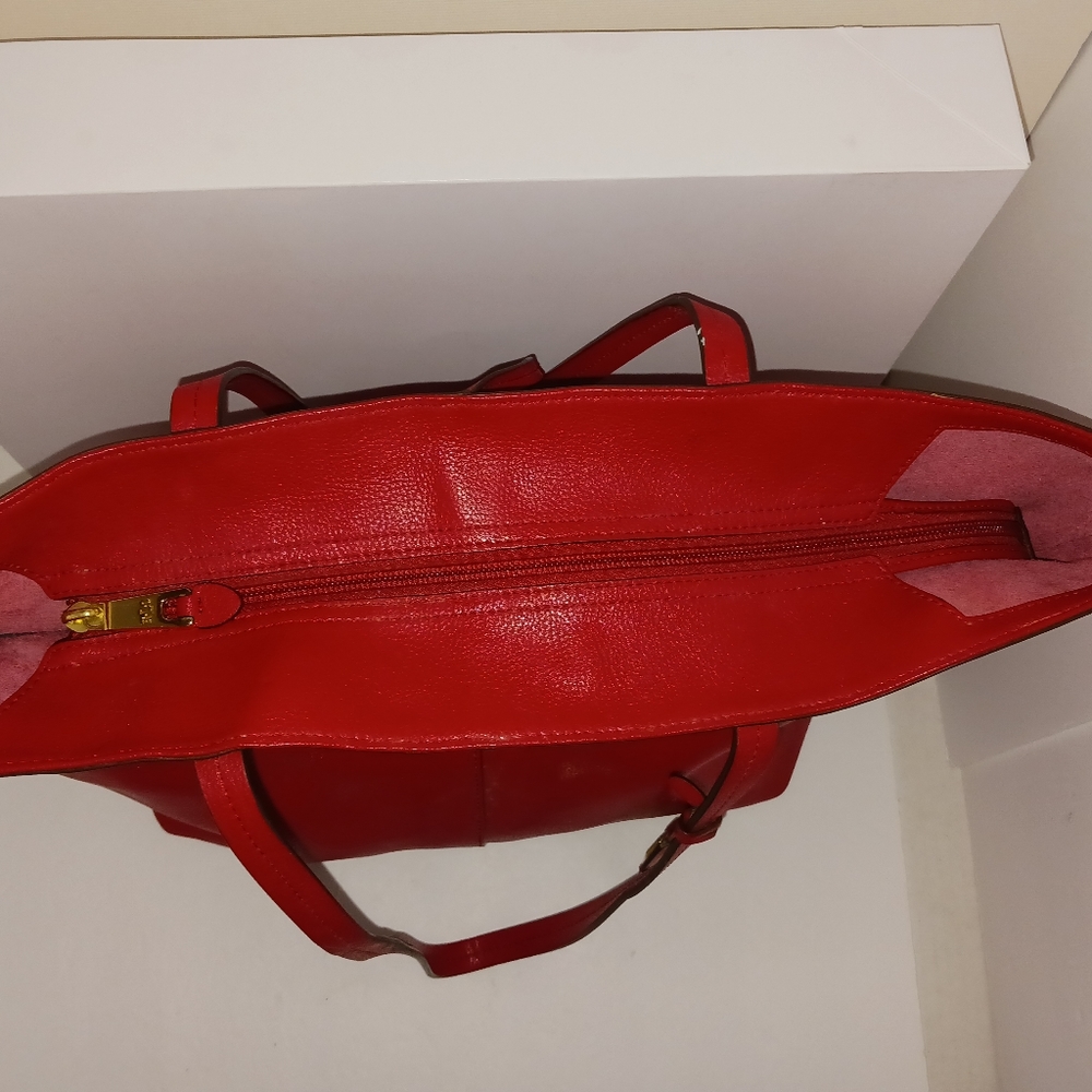 Ralph Lauren Red Leather "Crawley" Tote Bag - Picture 2 of 10